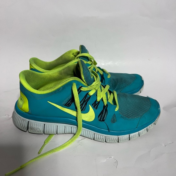 Nike Free 5.0 | Teal & Lime Green Sneakers - Picture 4 of 8
